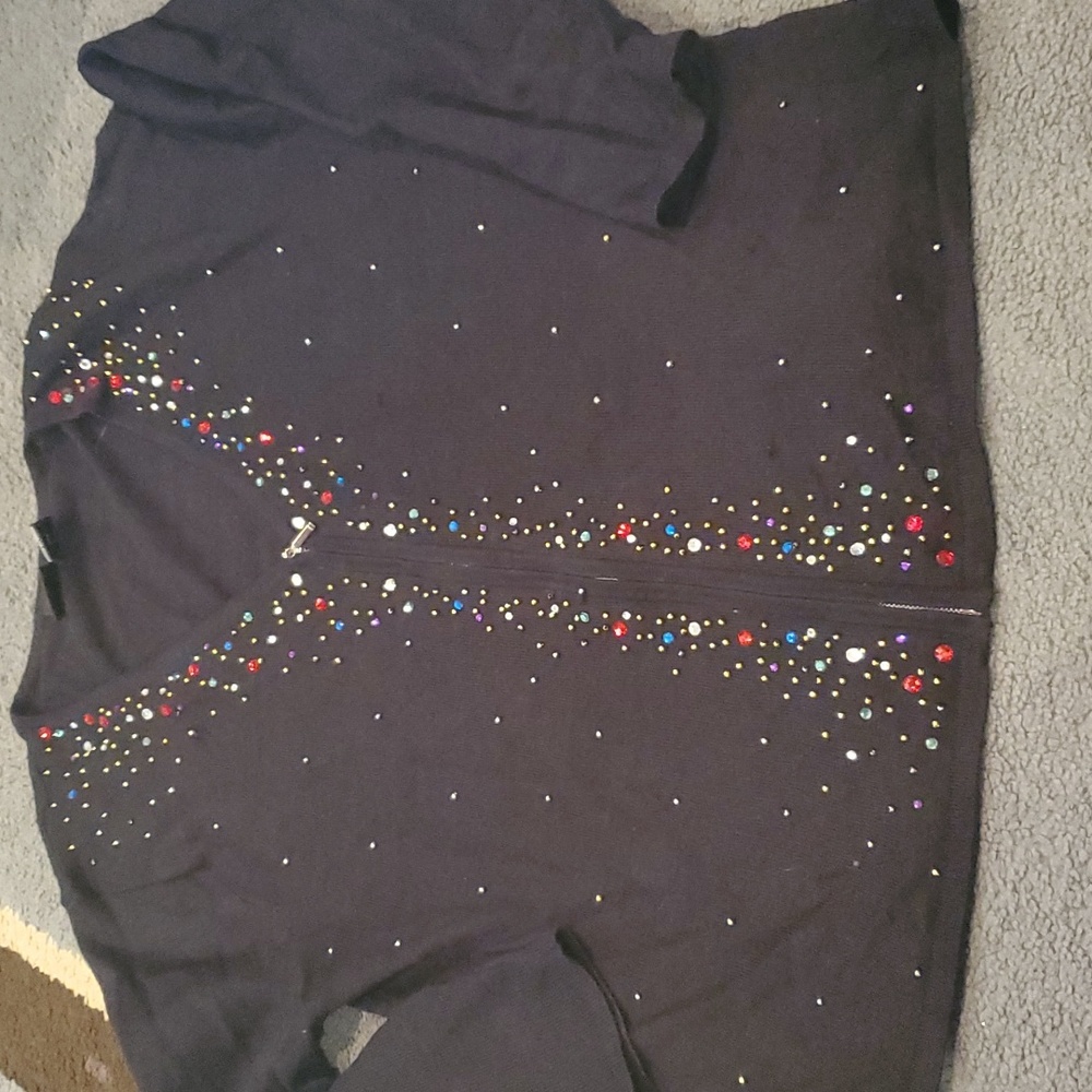 Woman's Large Erica zip up black sweater